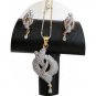 PREMIUM INDIAN 2 TONE JEWELRY GOLD FINISH STIMULATED CZ PENDANT EARRING SET NS16