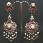 JAIPURI VICTORIAN DESIGNER SILVER FINISH PEARL CZ RUBY BOLLYWOOD EARRINGS F29