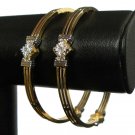 INDIAN Jewellery Set 2 Tone Gold Rhodium finish Ad Bangle Bracelet PAIR NS140