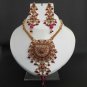 DESIGNER POLKI PENDANT JEWELRY SET ERT EHS CZ RUBY WEDDING NECKLACE 3PC FP46