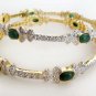 ERT EHS Emerald Ad INDIAN JEWELRY 2 Tone Gold Rhodium finish Bangle pair JJ3