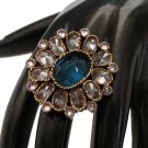 PREMIUM INDIA FASHION VICTORIAN DESIGNER JEWELRY 2 TONE AD GEMSTONE RING