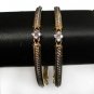 Gorgeous Wedding 2Tone Gold Rhodium Tone Ad Bangle Bracelet Pair ERT EHS NS142