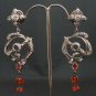 WEDDING PARTY WEAR VICTORIAN DESIGNER SILVER FINISH AD PREMIUM EARRING PAIR~ F38
