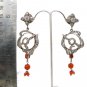 WEDDING PARTY WEAR VICTORIAN DESIGNER SILVER FINISH AD PREMIUM EARRING PAIR~ F38