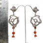 WEDDING PARTY WEAR VICTORIAN DESIGNER SILVER FINISH AD PREMIUM EARRING PAIR~ F38