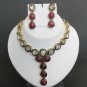 PREMIUM JAIPURI DIAMOND CUT AD VICTORIAN RUBY WEDDING PARTY NECKLACE SET Y100