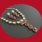 PREMIUM JAIPURI DIAMOND CUT AD VICTORIAN RUBY WEDDING PARTY NECKLACE SET Y100