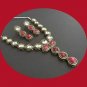 PREMIUM JAIPURI DIAMOND CUT AD VICTORIAN RUBY WEDDING PARTY NECKLACE SET Y100