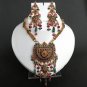 MultiGemstone Goldplated Polki Pendant jewelry Set Bollywood Indian ERT EHS fq70