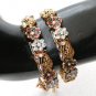2PC PREMIUM INDIAN JEWELRY POLKI BANGLE GOLDTONE GEMSTONE BRACELET PAIR 2.4 F324