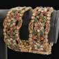 2Pc INDIAN BOLLYWOOD POLKI GOLD Finish CZ RUBY EMERALD BANGLE BRACELET 2.6 BN27
