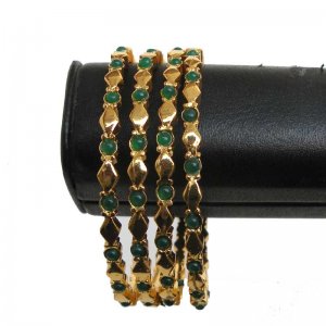 Bollywood Kadas Shinning ERT EHS Polki Bracelet Set Indian Emerald Bangle FB14