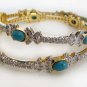 BANGLE PAIR TURQUOISE & AMERICAN DIAMONDS INDIAN JEWELRY BOLLYWOOD ERT EHS JJ6