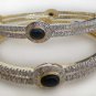 Awesome! ERT EHS 2 Tone Gold Rhodium finish Bangle pair Sapphire India JJ9