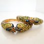 Indian Bollywood Bangles Peacock Kadas ERT EHS Kundan Ruby Emerald Stud 2Pc H72