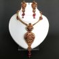 Bollywood Indian Fashion Goldplated Peacock Meena Polki Pendant jewelry Set fq68