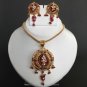 ERT EHS Stunning Ruby Kundan Polki Gold Plated Pendant Jewelry Set BOLLYWOOD h55