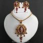 ERT EHS Stunning Ruby Kundan Polki Gold Plated Pendant Jewelry Set BOLLYWOOD h55