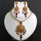 Indian Bollywood Polki Pendant Jewelry Simulated MultiStones Beads Item Gift H63