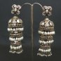 INDIAN JODHAA~AKBAR HEAVY VICTORIAN JHUMKI SET SILVERTONE CZ PEARL EARRINGS F45