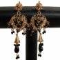 PREMIUM INDIAN POLKI DESIGNER JEWELRY GOLD FINISH CZ ONYX EARRING PAIR fe46