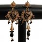 PREMIUM INDIAN POLKI DESIGNER JEWELRY GOLD FINISH CZ ONYX EARRING PAIR fe46