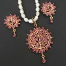 ROYAL  ES EHS BRIDAL CHRISTMAS JEWELRY  BOLLYWOOD RUBY PENDANTEARRING 3P RE175