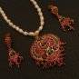 PREMIUM CHRISTMAS ES EHS JEWELRY  GOLDPLATE RUBY EMEEALD  PENDANT EARRING  RE157