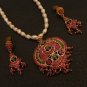 PREMIUM CHRISTMAS ES EHS JEWELRY  GOLDPLATE RUBY EMEEALD  PENDANT EARRING  RE157