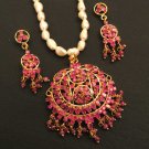 PREMIUM CHRISTMAS BRIDAL JEWELRY ECL RUBY PENDANT EARRING 3P RE176