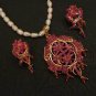 PREMIUM CHRISTMAS BRIDAL ECL JEWELRY ROYAL RUBY PENDANT EARRING 3P RE169