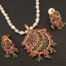 CHRISTMAS FAVOR BRIDAL JEWELRY ECL  RUBY EMERALD PENDANTE EARRING 3P RE187