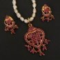 BOLLYWOOD INDIAN BRIDALES EHS JEWELRY  ROYAL RUBY PENDANT EARRING 3P RE171