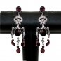 UNIQUE VICTORIAN JEWELRY ERT EHS RODHIUM SILVER PL AD AMETHYST EARRING PAIR NS34