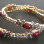 SHINNING 2 Tone Gold Rhodium FINISH INDIAN Bangle pair RUBY Premium ERT EHS JJ5