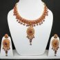 SEMIPRECIOUS STONE CZ BRIDAL PREMIUM INDIAN POLKI NECKLACE SET 3PC ERT EHS FQ27