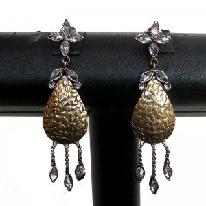 ERT EHS DESIGNER STIMULATED DIAMOND EARRING PAIR INDIAN VICTORIAN JEWELRY  NS41