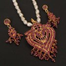 BOLLYWOOD INDIA PREMIUM JEWEL RUBY PENDANT EARRING 3P RE160