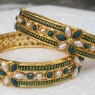 Shinning Emerald Pearl Indian Bollywood Bangles Bracelets Kadas ERT EHS 2x vb573