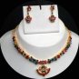 RUBY EMERAL CORAL PEARL SAPPHIRE NAVRATAN NECKLACE EARRING 3P RE118