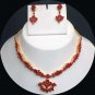 CORAL PREMIUM INDIAN BRIDAL JEWELRY  GOLDTONE NECKLACE EARRING 3P RE116