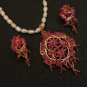 BOLLYWOOD INDIAN BRIDAL JEWELRY  GOLDTONE RUBY NECKLACE EARRING 3P RE145
