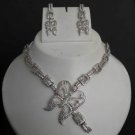 ESTATE DESIGNER 3 PC RHODIUM FINISH BUTTERFLY NECKLACE FASHION JEWELERY SET RE57