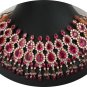 INDIAN JAIPURI JEWELRY SET PINK DIAMOND CUT STONE BRIDAL NECKLACE EARRING 3PC