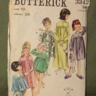 Vintage 1960's Children's Sleepwear Sewing Pattern Butterick #3342