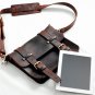 Vintage inspired brown leather satchel pigskin lining 12.5" unisex full grain for I pad