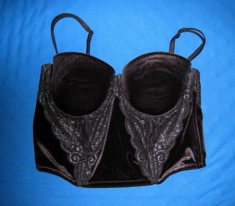Victoria's Secret Black Lace Velvet Uplift Corset Bra 36C