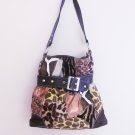 Multi-Print Brown Handbag