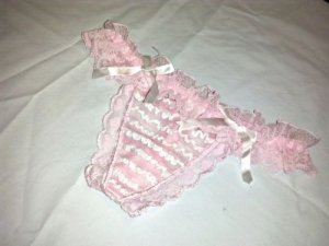 Women's Sexy G-string Pink-White lace
